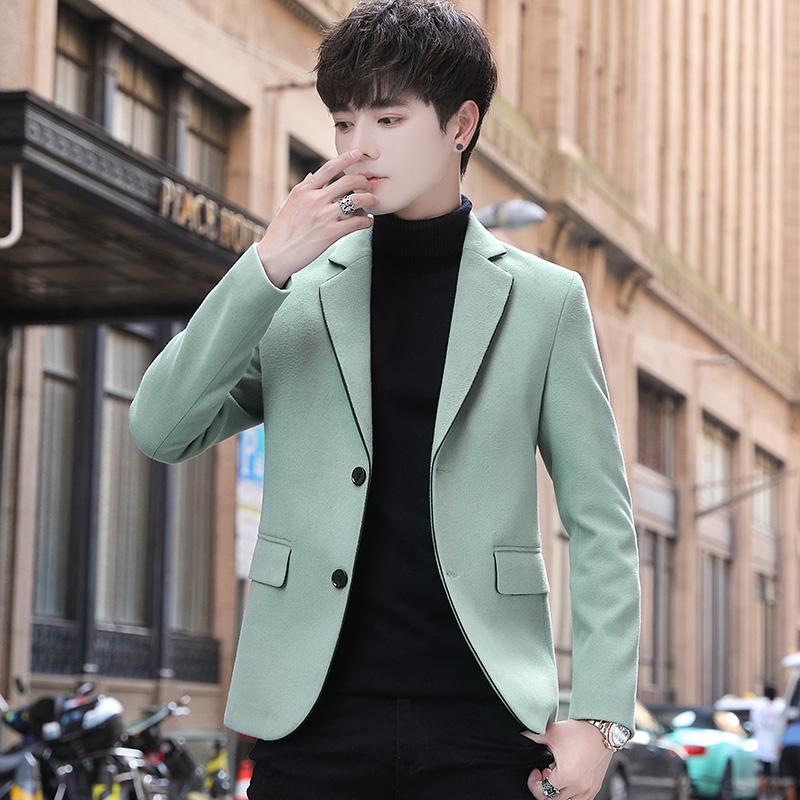 

Mens Wool Trench Coat Turndown Collar Casual Slim Fit Jackets 2020 Winter Business Steetwear Windbreaker Ropa De Hombre, Beige
