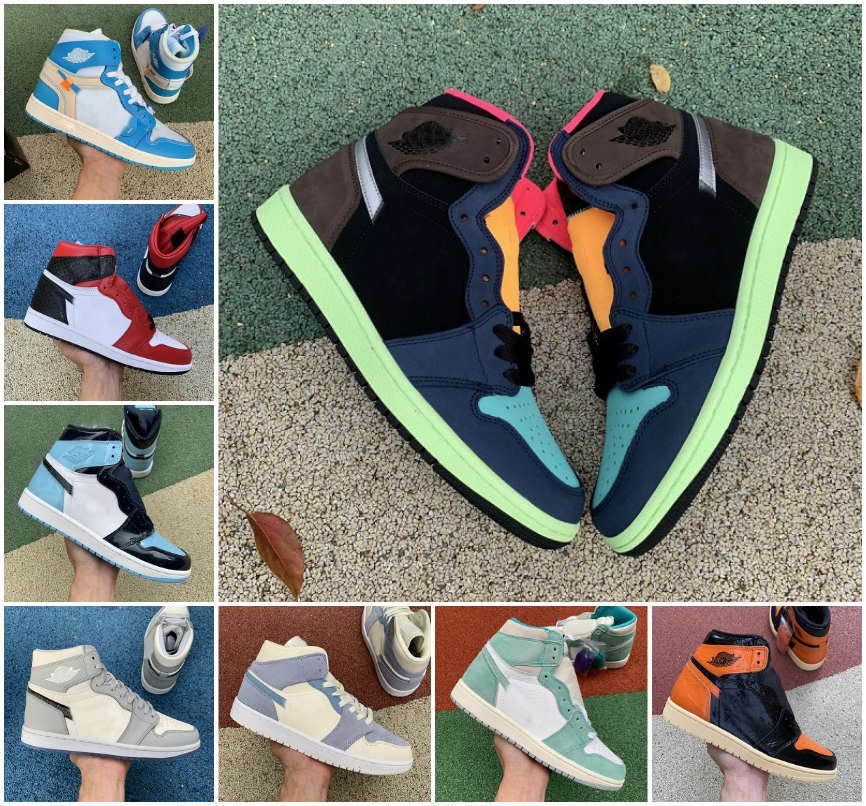 

2021 Jumpman 1 1s mens basketball shoes high satin snake shattered backboard pine green bred royal chicago toe light smoke grey men sneakers, A-j10021