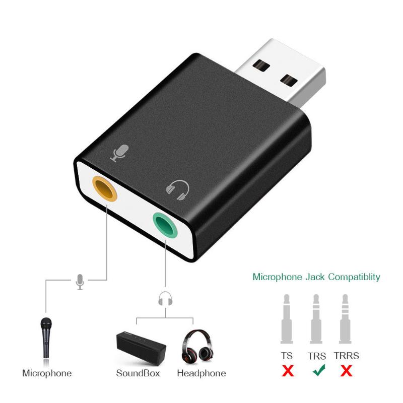 

For Mac Window Computer Android USB to Jack 3.5mm 7.1 External USB Sound Card Headphone Audio Adapter Microphone Sound Card