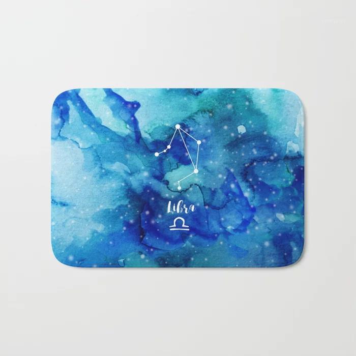 

HOT Bathroom Rugs Libra Constellation Bath Mat Flannel Absorbent Non Slip Doormat Entrance Door Bath Room Mats1