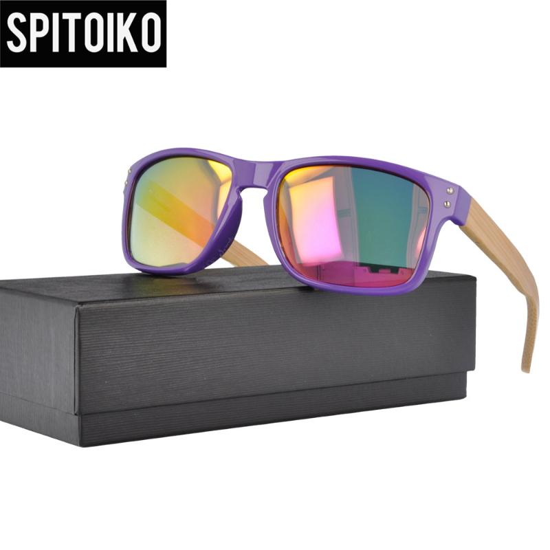 

SPITOIKO Rectangle polarized sunglasses men male mirror bamboo temple sunshades sun glasses UV400 1207