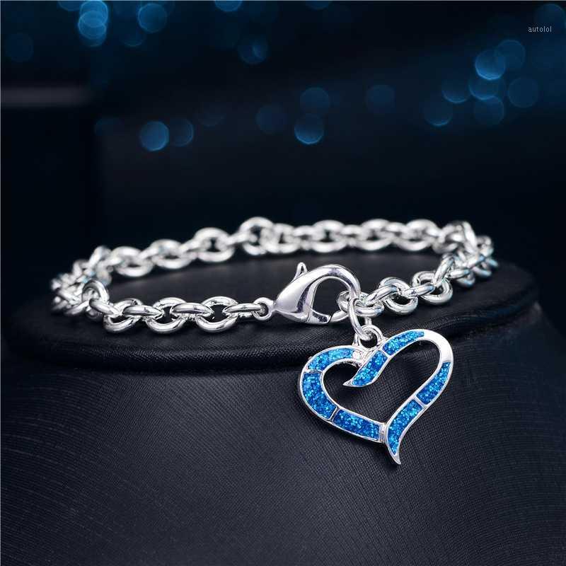 

New Silver Bracelet Simple Fashion Imitation Opal Pendant Women's Hands Jewelry Chain1