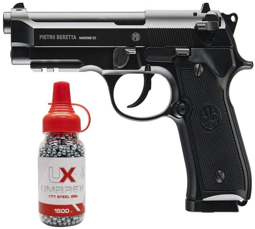 

Umarex Beretta Fully Licensed 92A1 CO2 Full Metal Semi/Full Auto Blowback Airgun Black W/Free 1500 .177 Gun metal wall plate