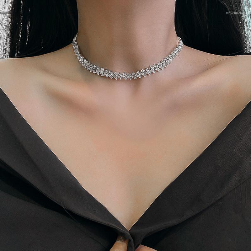 

Bridal Fashion Crystal Rhinestone Choker Necklace Women Wedding Accessories Tennis Chain Chokers Jewelry Luxurious Femme 0441