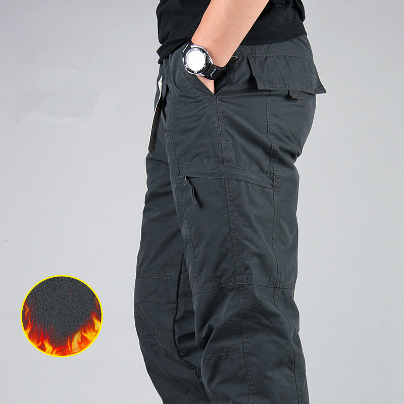 

2021 New Men's Cargo Winter Thicken Wool Load Manly Casual Cotton Tactics Loose Pants Size 3xl 8BTK, Army green.
