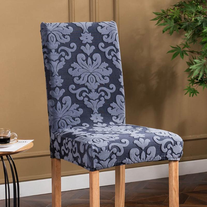 

Svetanya 3D Nordic Grey Embossed Print Spandex/Polyester Dinner Chair Cover Slipcovers Stretch Restaurant Seat Case