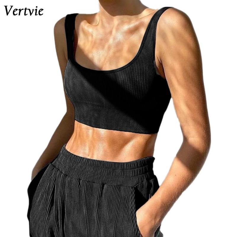 

VERTVIE 2021 Sexy Women Print Letters Sweatpants Set Tracksuit Sleeveless Tops Sport Loose Jogger Pants Two Piece Set Outfits, Yellow b
