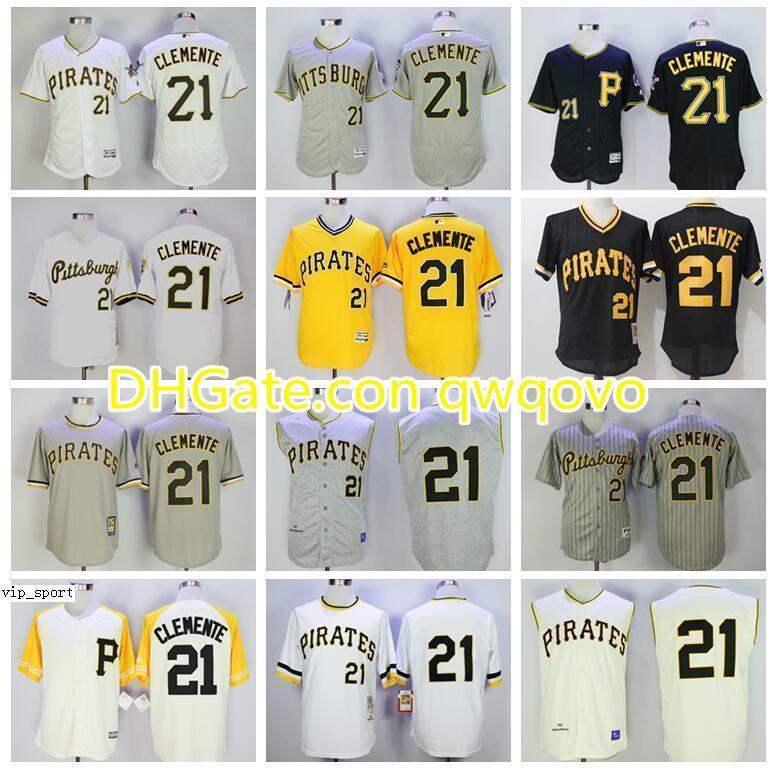 

Men Baseball Retire 21 Roberto Clemente Jerseys 1960 1962 1971 Vintage Cooperstown Flexbase Cool Base Pullover Embroidery And Stitched, Blue;black