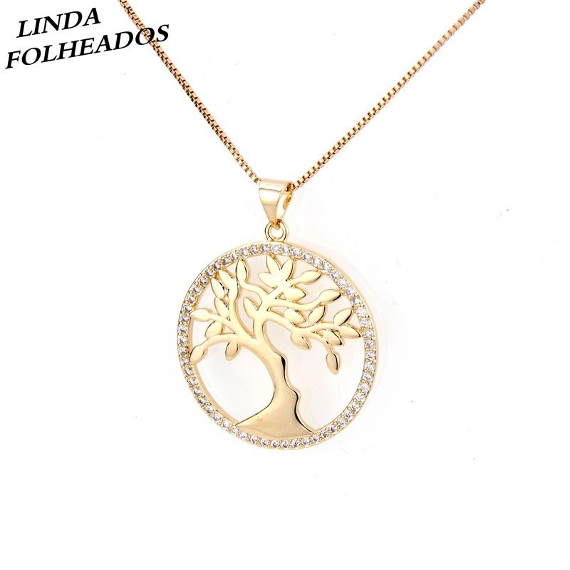 

New Arrival Unique Tree of Life Pendant Necklace Jewelry Copper Cubic Zirconia Charms Spiritual for Women Gift Anniversary