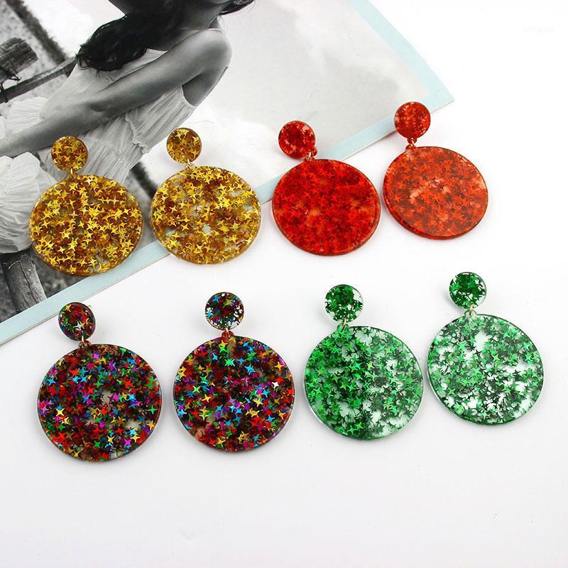 

Dangle & Chandelier Boho Colorful Sequins Acid Acrylic Resin Earring Full Star Round Glitter Drop Earrings Women Fashion Acetate Jewelry Bri