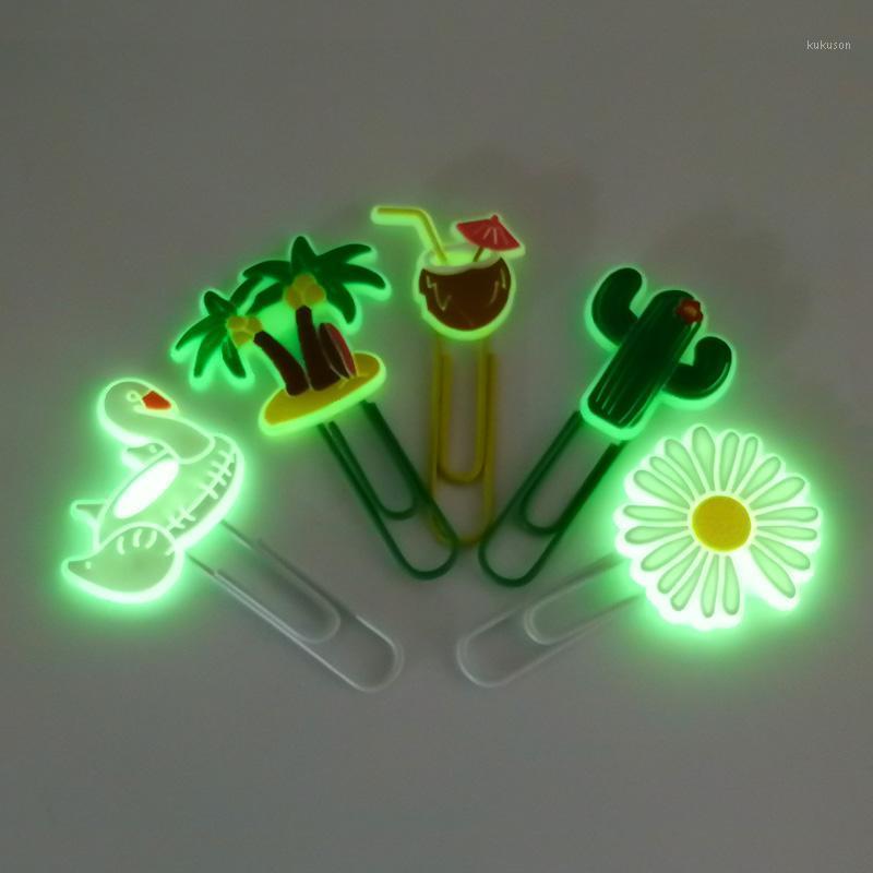 

1PCS Daisy Cactus Coconut Glowing PVC Bookmarks Luminous Paper Clips School Stationery Office Supply Page Holder Teacher Gift1