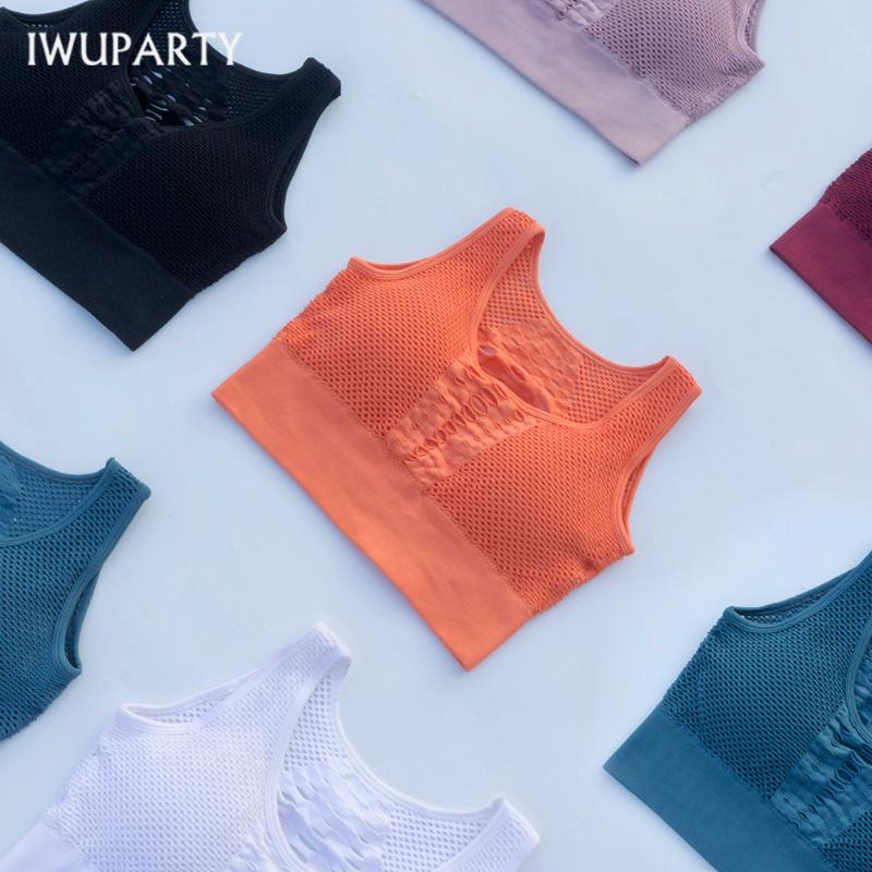 

IWUPARTY Women Hollow Out Seamless Yoga Bra Running Brassiere Workout Gym Clothes Fitness Crop Top High Impact Padded Underwear, Pink