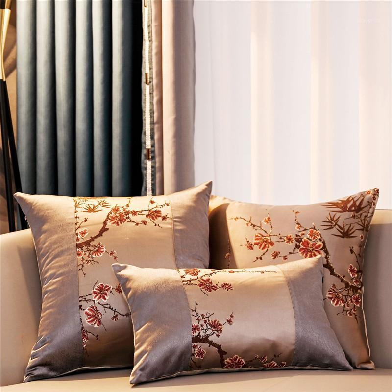 

New Chinese Style Plum Blossom Jacquard Cushion Covers Classical Patchwork Pillowcases Blue Gold Pillow Cases Covers Home Decor1, Veemi 06