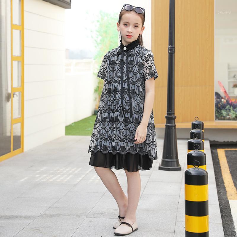 

Big Girls Dresses Fashion Elegant Kids Short sleeve Costume for Teens Girls Vestidos Clothing Children Party Dress5 8 10 16Years1, Gray