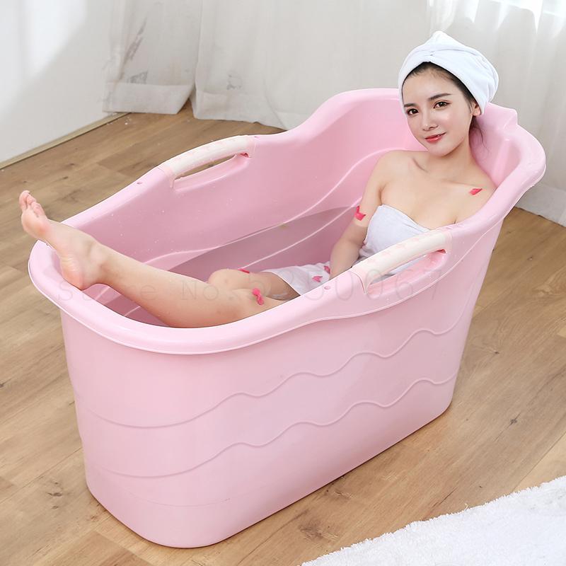 

Bathing Tubs & Seats Large Plastic Bath Barrel Adult Household Whole Body Baby Thickened
