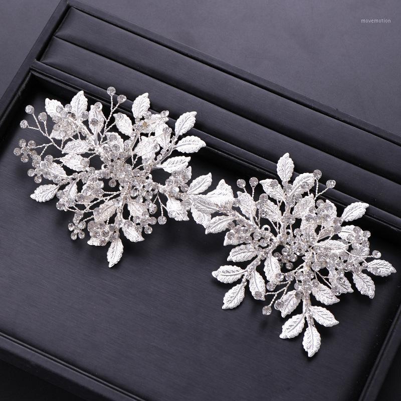 

Luxury Copper Wire Headbands Leaf Crystal Wedding Tiara Crown Leaves Bridal Queen Princess Crown Hair Accessories Gift1