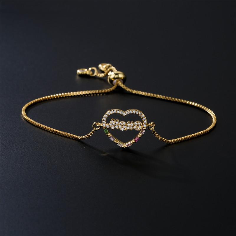 

NEWBUY Brand Unique Design Heart "Mama" Charm Bracelets For Women + Cubic Zirconia Jewelry Mother's Day Gift Dropshipping