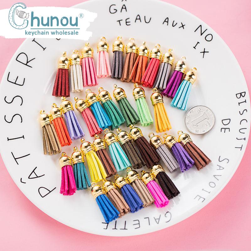 

20PCS/Lot 26Color Vintage Leather Metal Cap Mini Tassel Keychain Charms For Jewelry DIY Keychain Necklace Earrings Crafts Charm
