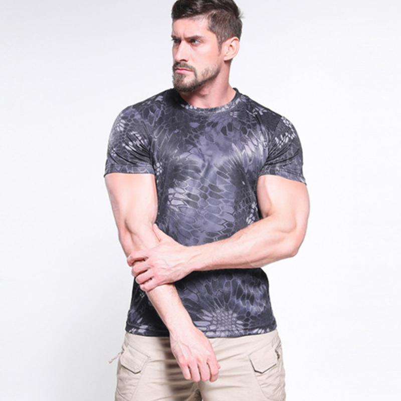 

Men Outdoor Summer Camouflage Short Sleeve T-Shirts Breathable Quick Dry Stretch Tops Climbing Training Tactical Shirts1, Jungle python