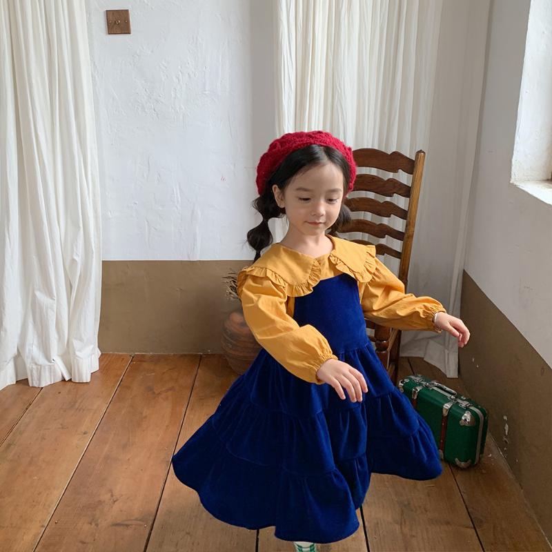 

Girl's Dresses Kids Sling Dress Autumn Children Clothing Baby Girls Corduroy Solid Color Sleeveless Fashion Casual Princess Party, Red;yellow