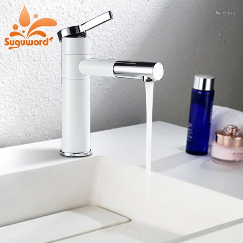 

Suguword Bathroom Basin Faucet Sinks Mixer Vanity Tap Washbasin Faucet Paint white and Chrome Finish Taps Torneira Modern1