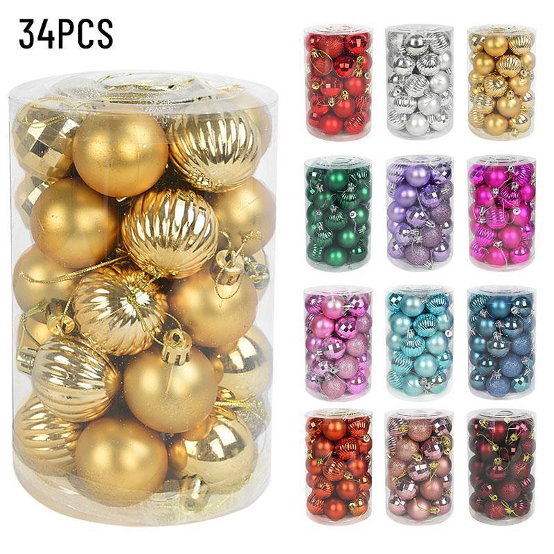 

34pcs 4cm Multicolor Christmas Ball Xmas Tree Decorations Plastic Balls Home New Year Party Decor Hanging Pendant Ornaments1