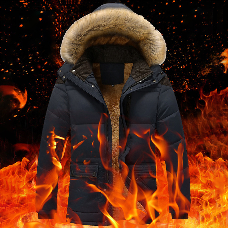 

2021 New Winter Men Fur Collar Thick Cotton Multi-pocket Hooded Parkas Mens Casual Warm Coats Outwear Plus Size Overcoat Xwet, Qy9982black