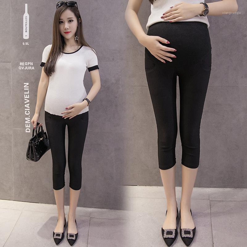 

High Quality Maternity Trousers Casual Leggings Belly Lift Feet Tight Wear Slimming Cropped Pants Leggings1, Black