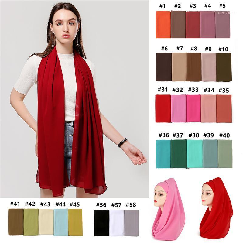 

Scarves 2021 Women Solid Bubble Chiffon Hijab Scarf Foulard Muslim Shawls Lady Soft Headband Sunscreen Wraps Scarves1