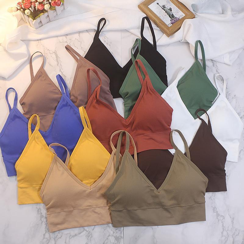 

Sexy Women Bralette Crop Tops Streetwear Sleeveless Sports Tube Top U-Type Back Seamless Cotton Padded Comfort Basic Tank 20211, As shown