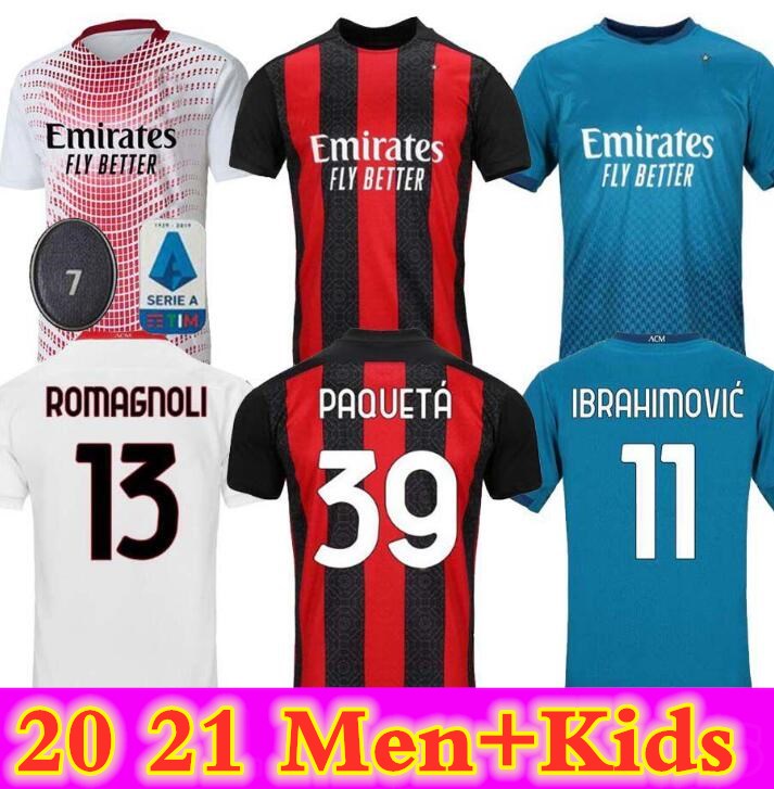 

20 21 AC Milan soccer jersey 2020 2021 IBRAHIMOVIC PIATEK football shirt long sleeve PAQUETA BENNACER men kids REBIC camisa de futebol 120th, Green