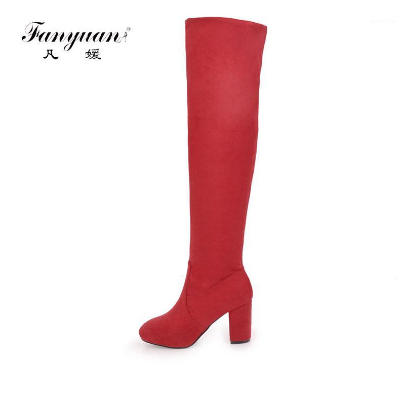

Fanyuan size 32-45 Fashion Women Over The Knee Boots High heel Spring Autumn Casual Dress Shoes Round Toe Platform Knight Boot1, Black