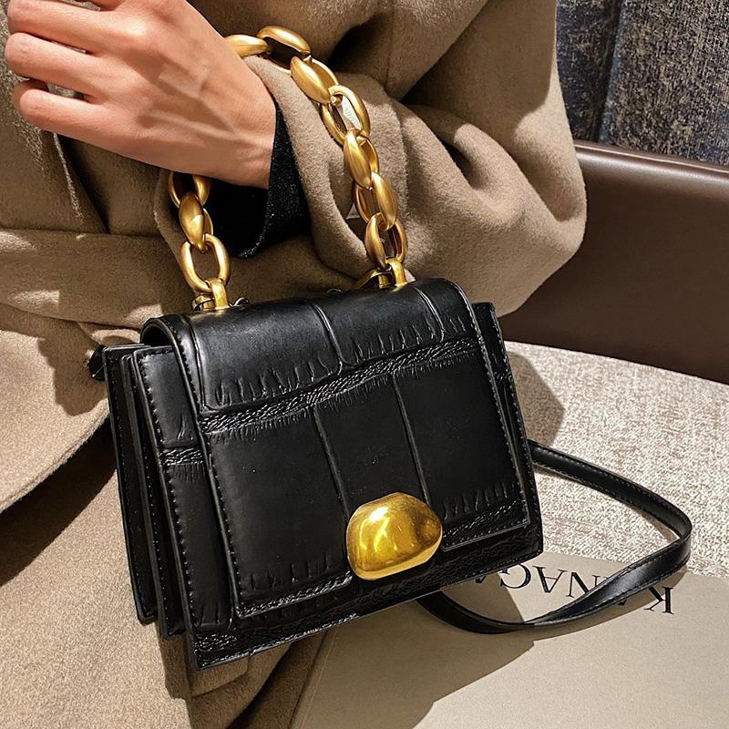 

Handbags and Purses 2021 Women's Winter Fashion Mini Shoulder Chain PU Leather Flap Crossbody Bag, Black