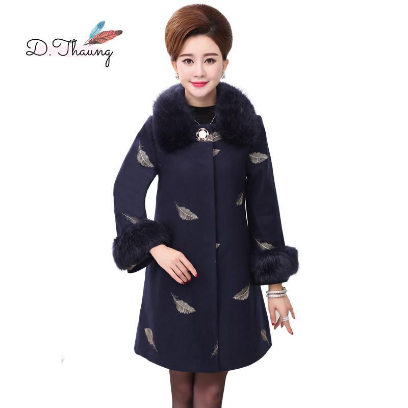 

Winter Women Outerwear 2020 New Mother Loaded 40-50 Years Old Female Woolen Coat Mid-Long Single-Breasted Lady Woolen Coat Cw010, Gray