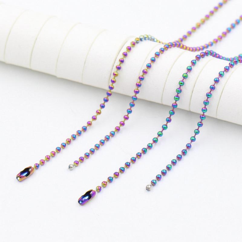 

2mm Diameter Ball Chains Multicolor stainless steel Necklace