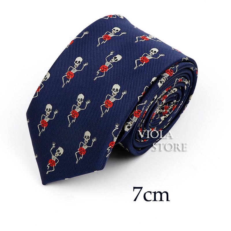 

Neck Ties Halloween Skull Pumpkin Tie 6cm 7cm 8cm Men Polyester Fun Black Necktie Tuxedo Festival Banquet Suit Party Cravat Gift Accessory