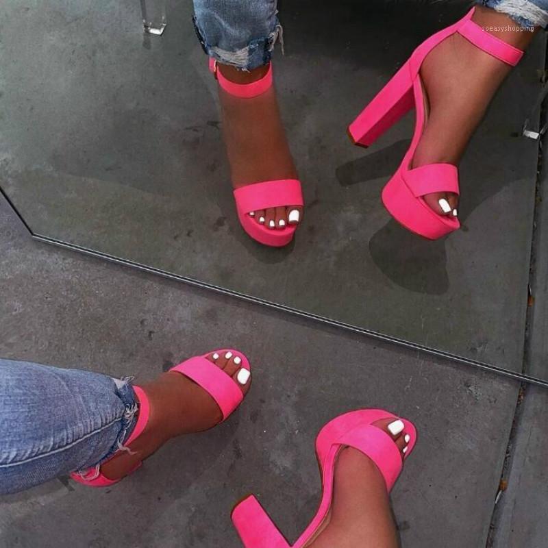

2020 Women Shoes Fashion Pvc Clear Sandals Ankle Strap High Heel Female Sandals Night Club Platform Heels Back Zip Block Heel1, Orange