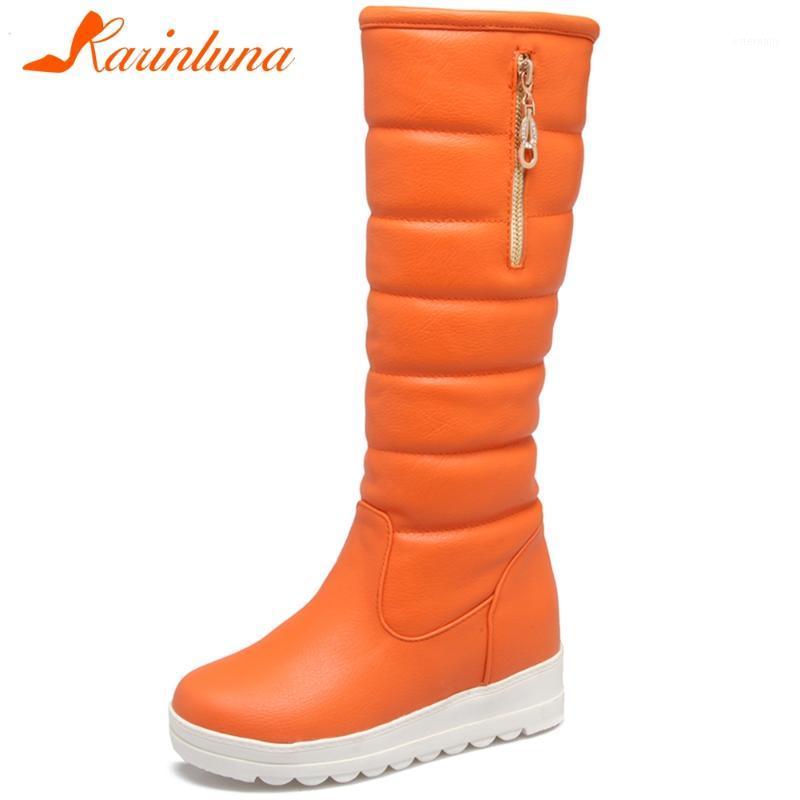 

KARIN Winter Warm Fur Ladies Russia Snow Boots Platform Height Increasing Knee High Women Boots Fashion Women Shoes1, Black