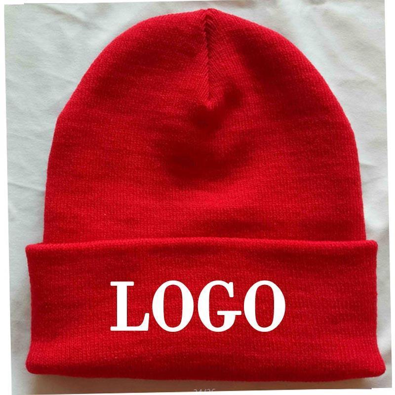 

10pcs a lot Custom Red beanies Adult Elastic Winter Warm cap stitch logo Skullies & Acrylic Beanies Normal big size Apparel hats1