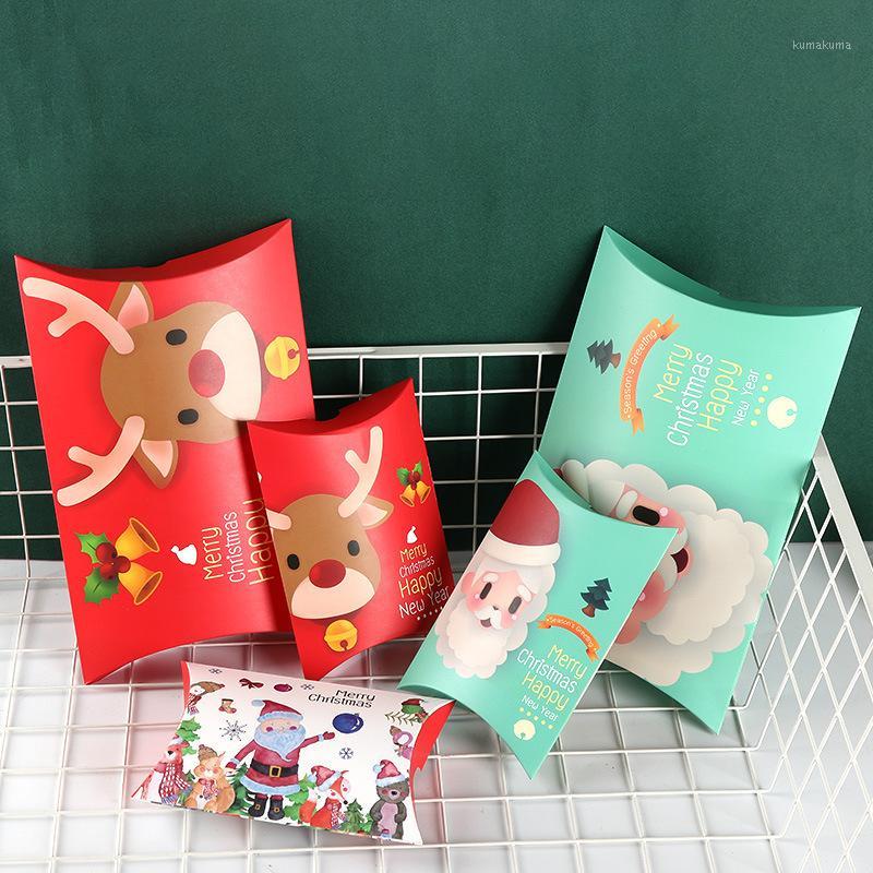 

10pcs Cartoom Cute Christmas Gift Box Diy New Year Candy Paper Boxes Ribbon Xmas Tree Pendant Gift Bags Snowman Elk1