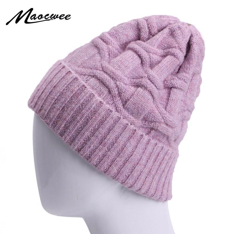 

Womens Beanie Hat Winter Outdoor Knited Warm Baggy Crochet Slouch Cap For Female Girls Solid Color Windproof Skullies Beanie Hat