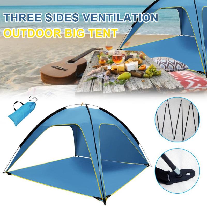 

3 sides Beach Tent Sun Water Resistant Outdoor Canopy Shelter Oxford Fabric Waterproof Camping Tent