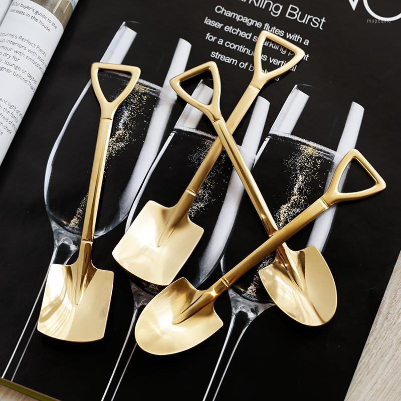 

Stainless Steel Shovel Shape Coffee Ice Cream Spoon Long Handle For Coffee Ice Cream Spoon Fork Kitchen Tools1