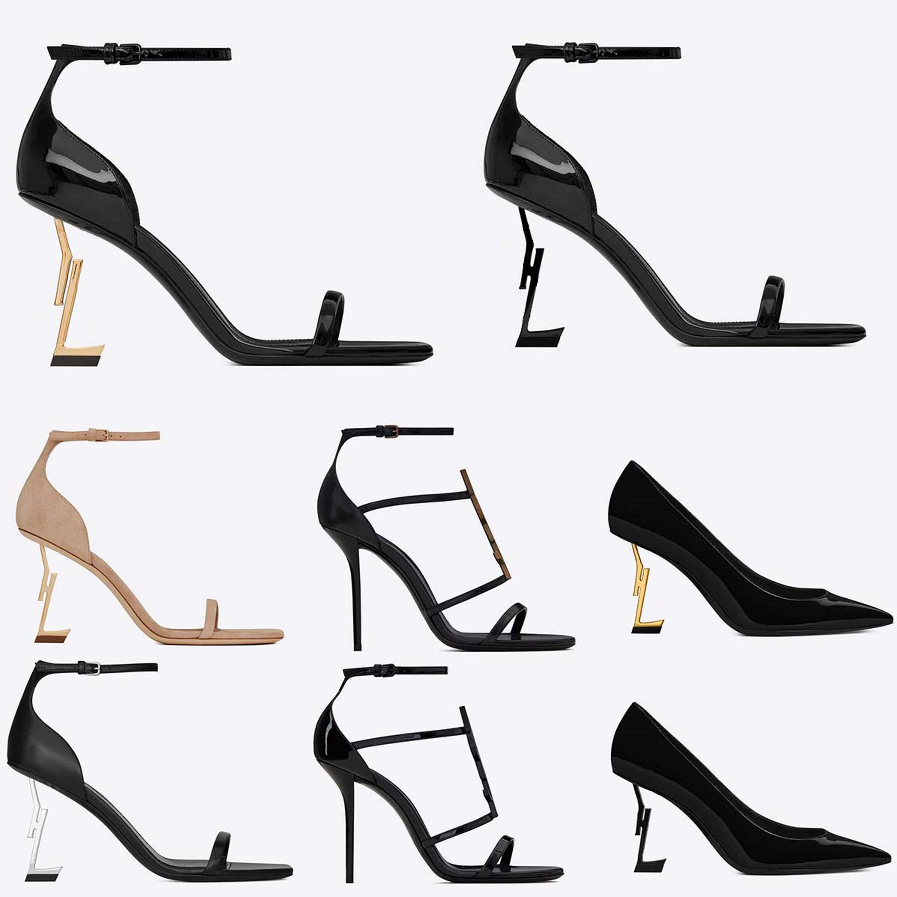 Designer Sandales Femmes Talons Hauts OPYUM Talon Aiguille Chaussures Lettre Sandales En Cuir Pantoufles Dames Fête De Mariage Chaussure D'été Pl