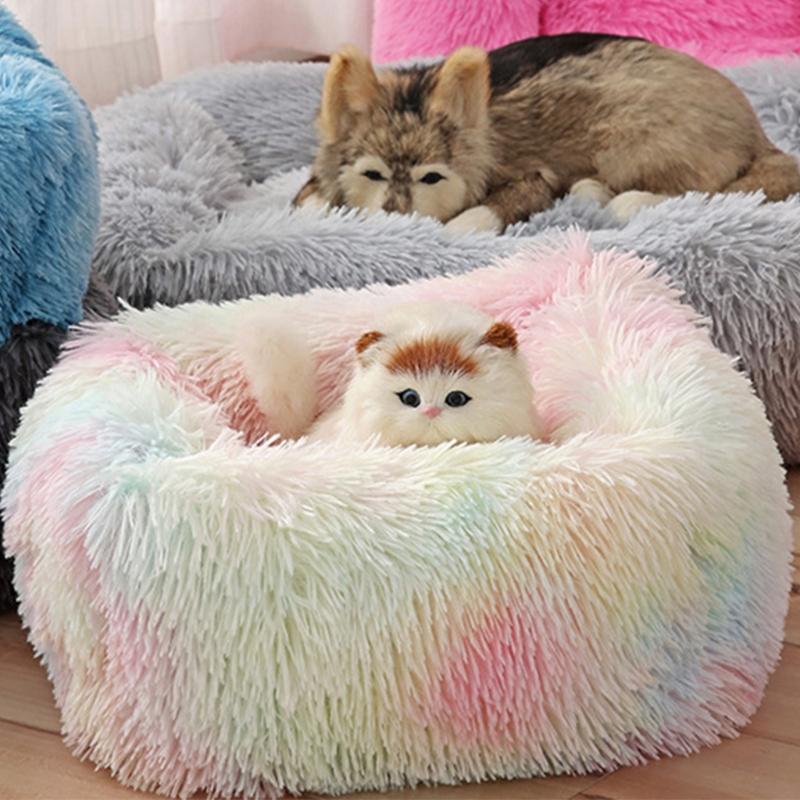 

Small Dog Warm Cave Soft Colorful Plush Fluffy Puppy Washable Sofa Indoor Square