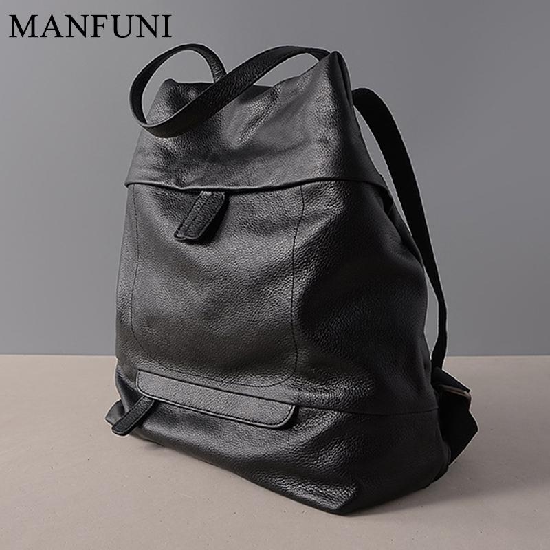 

Large Capacity Women Backpack 100% Natural Leather Vintage Daily Casual Travel Bag Student's Schoolbag High Quality Knapsack, Black