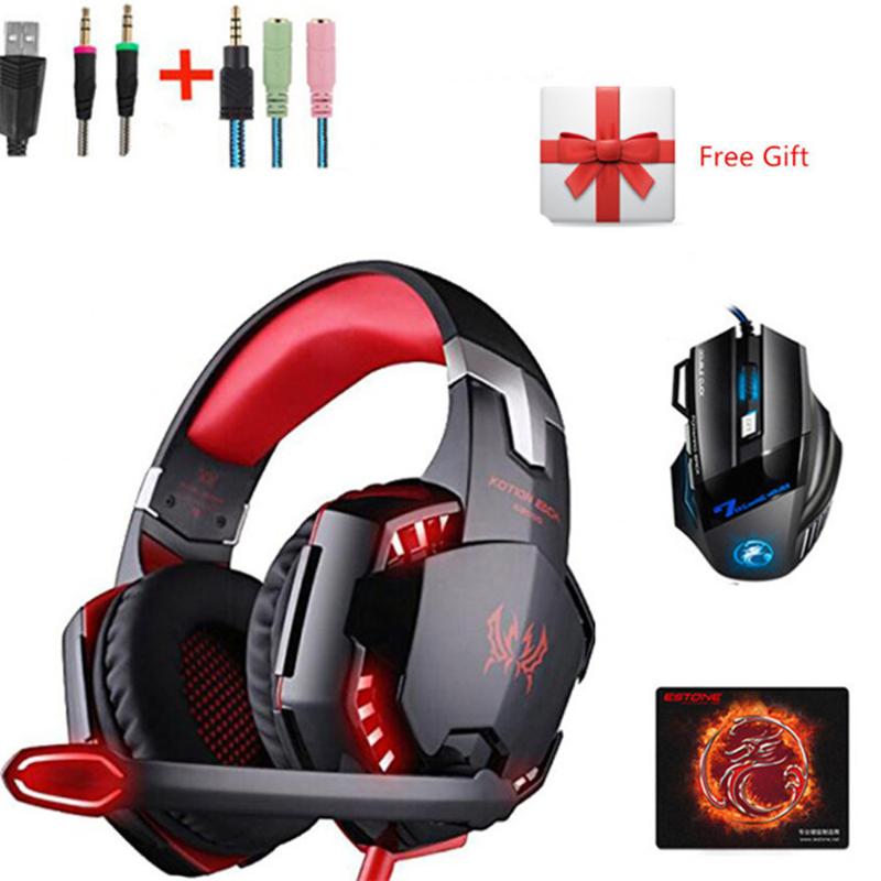 

Combination G2000 LED Gaming Headphones with Microphone Stereo Led Headset + Gaming Mouse for PC Gamer PS4 New XBOX Laptop, Black
