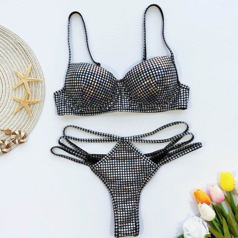 

new glitter swimsuits designer swimsuit sequin bikini woman designers swimsuit european american ladies bikinis swimsuit split swimwear, White;black