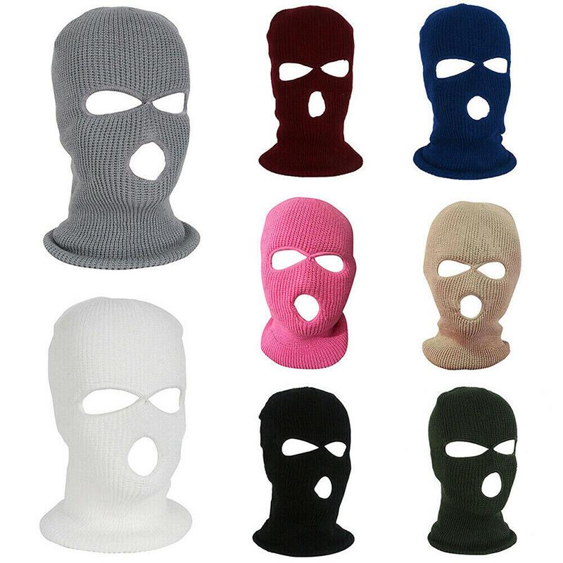 

2020 New Arrivals 2 Hole/3 Hole Men Women Outdoor Travel Motorcycle Riding Bicycle Knit Ski Hat Balaclava Full Face Head Mask, 8-three holes