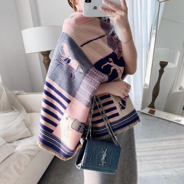 

new 2021 Winter Scarf Women Cashmere Warm Foulard Lady Horse Scarves Thick Soft Bufanda Shawls Wraps New